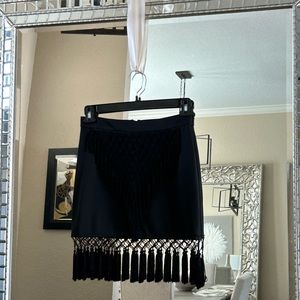 Black skirt with fringe